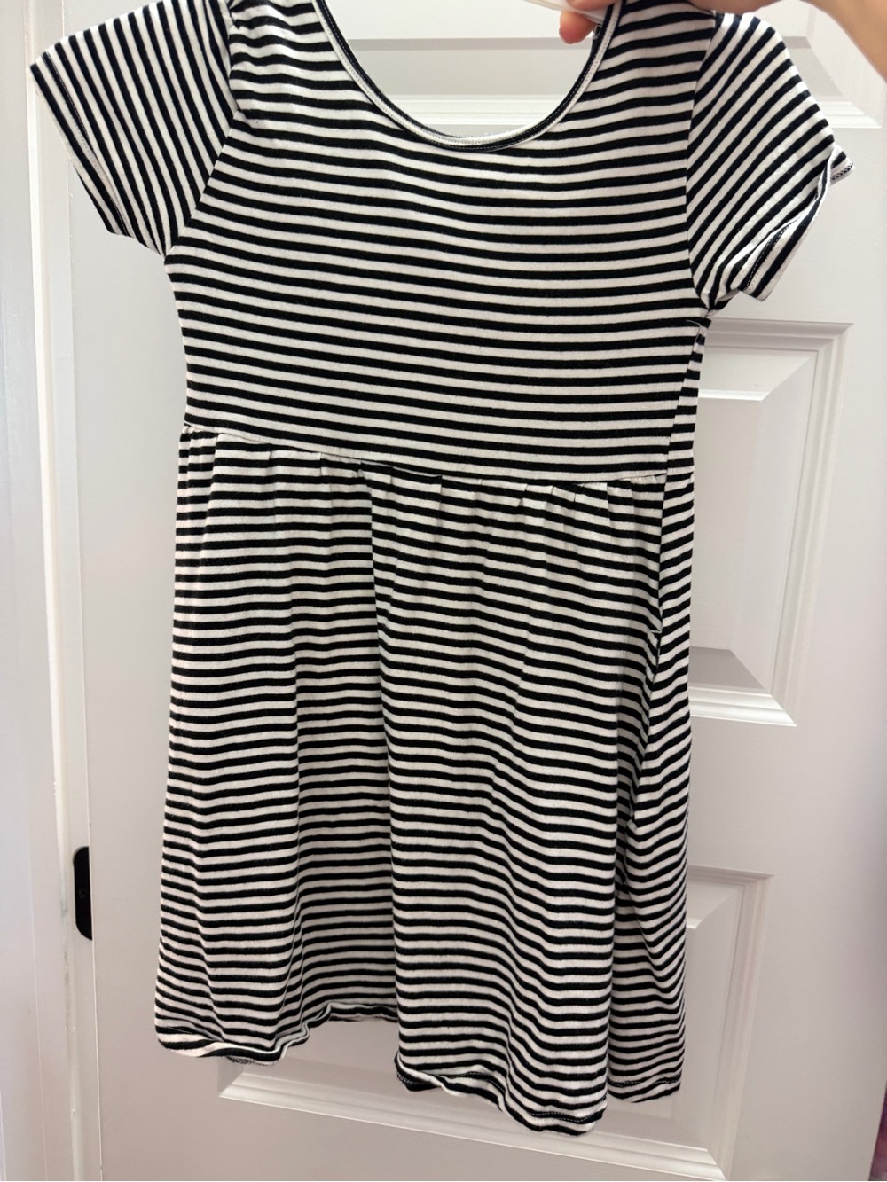 Old Navy Black and White Striped Short-Sleeve Dress